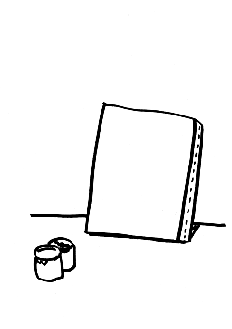 A blank canvas leaning on a wall