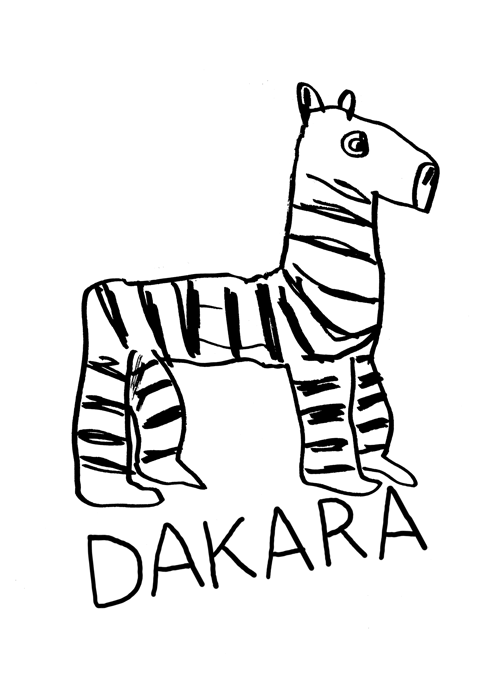 Two persons in a zebra disguise, Dakara