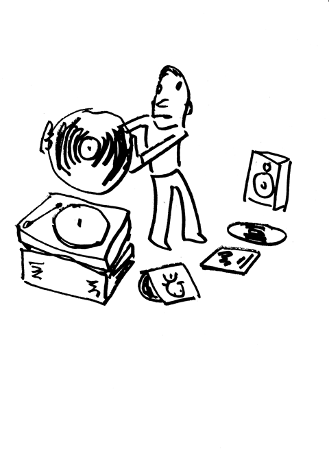A man playing records