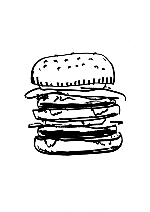 A tall hamburger
